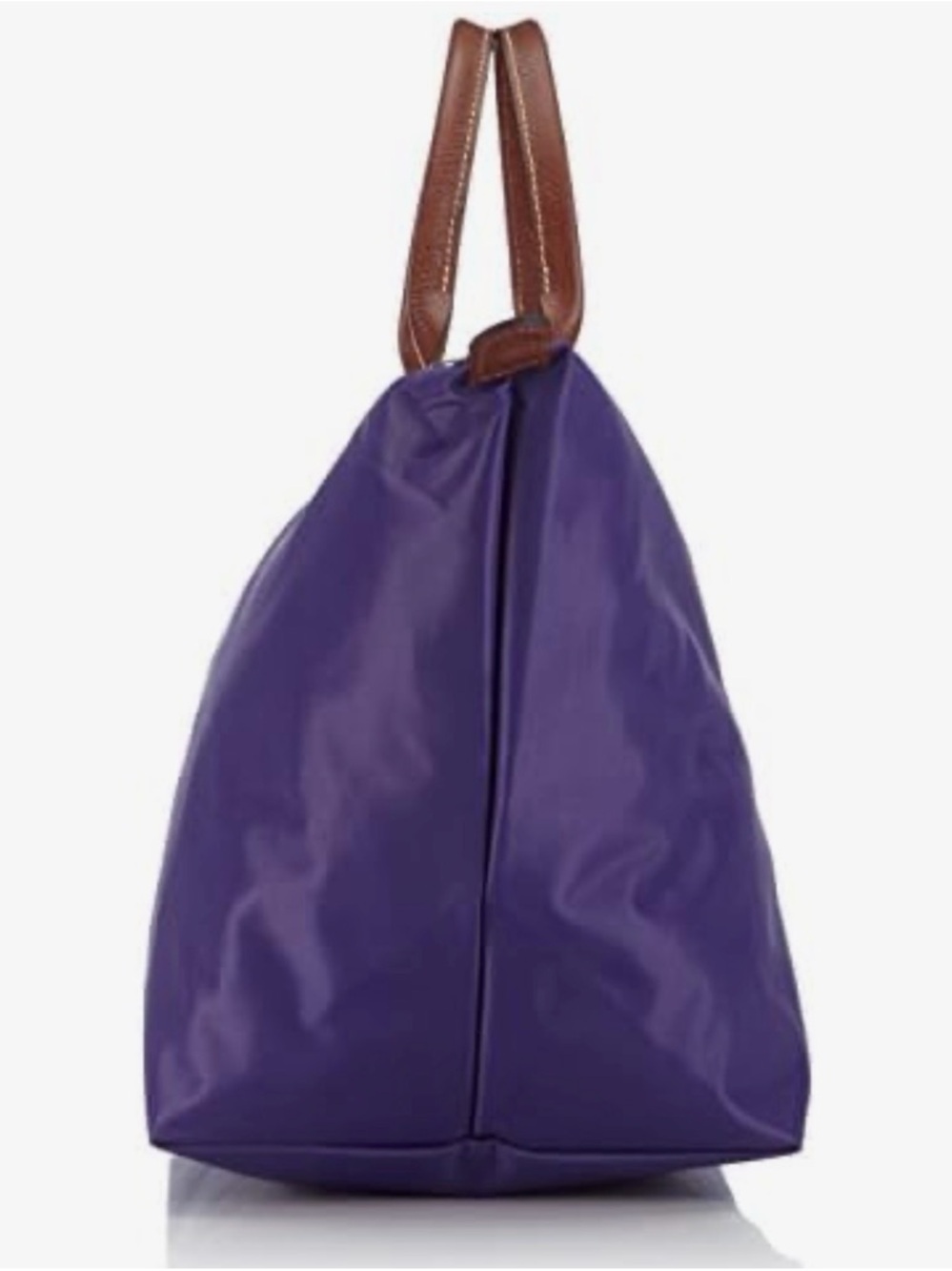 Longchamp Le Pliage Original Top Handle Bag in purple & brown leather - Picture 4 of 13
